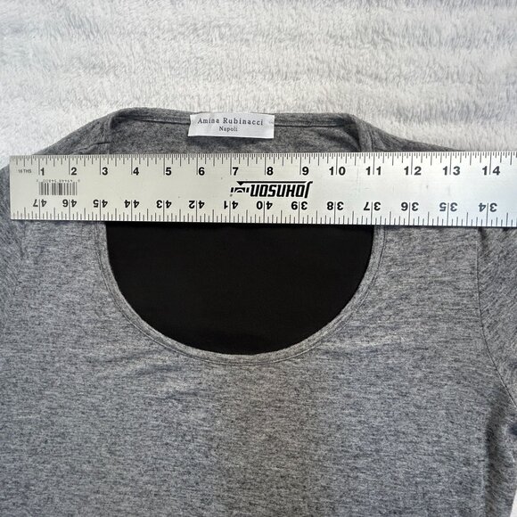 Amina Rubinacci Napoli Womens Gray & Black 3/4 Sleeve Hi-Low Top Size 40 Italy - Picture 6 of 8